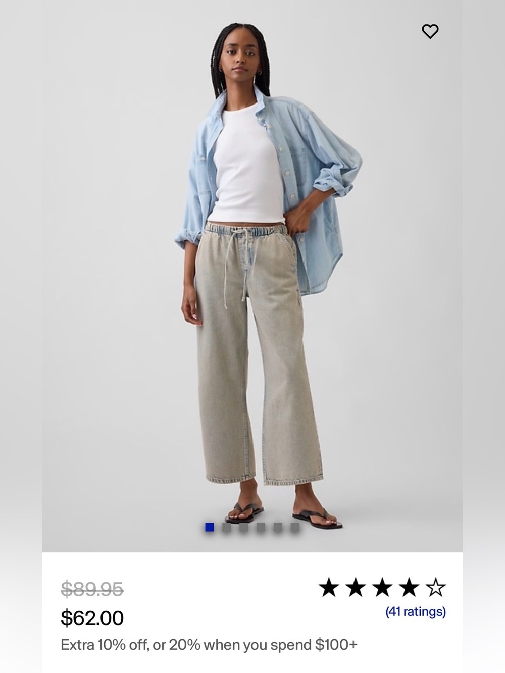GAP Wide-Leg Drawstring Jeans - L
Tinted blue